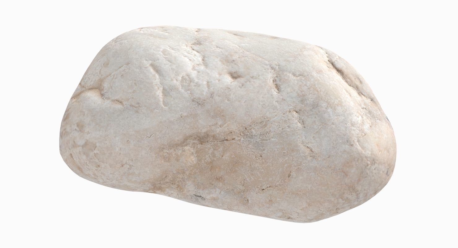 Flat Limestone Pebble 3D model_7