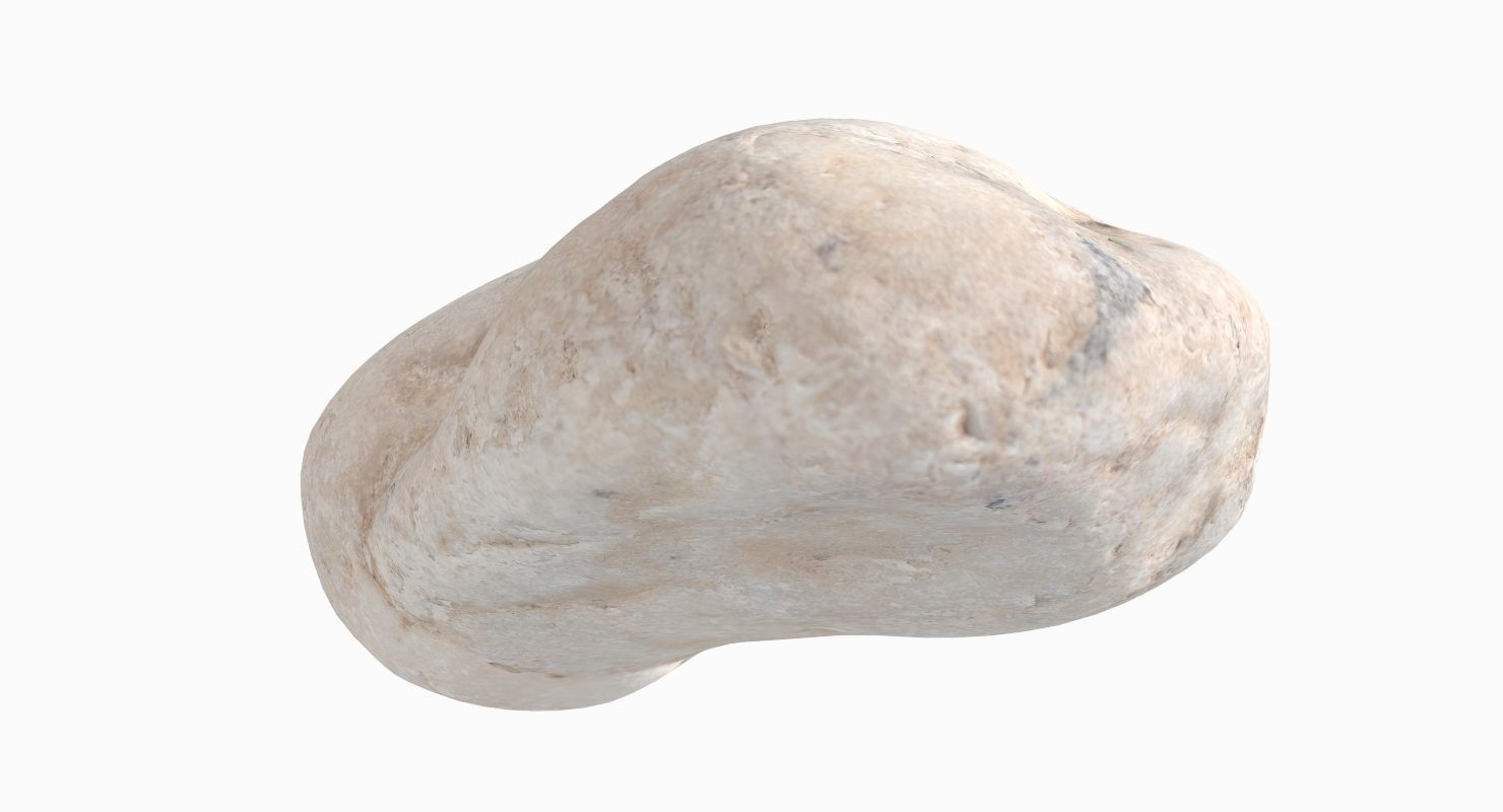 Flat Limestone Pebble 3D model_6