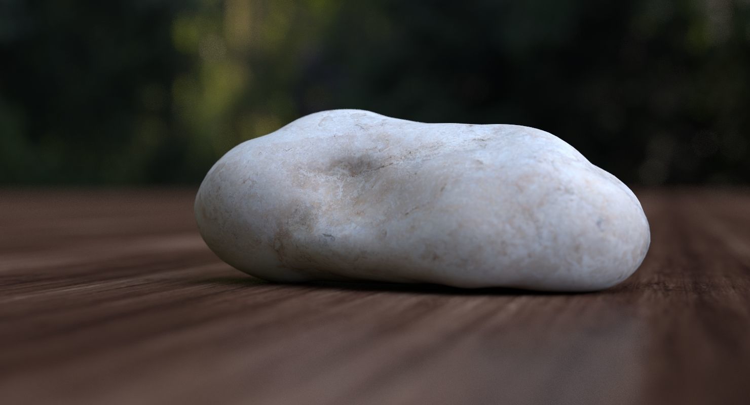 Flat Limestone Pebble 3D model_20