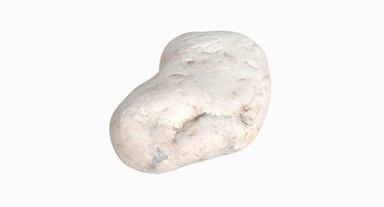 Flat Limestone Pebble 3D model_0