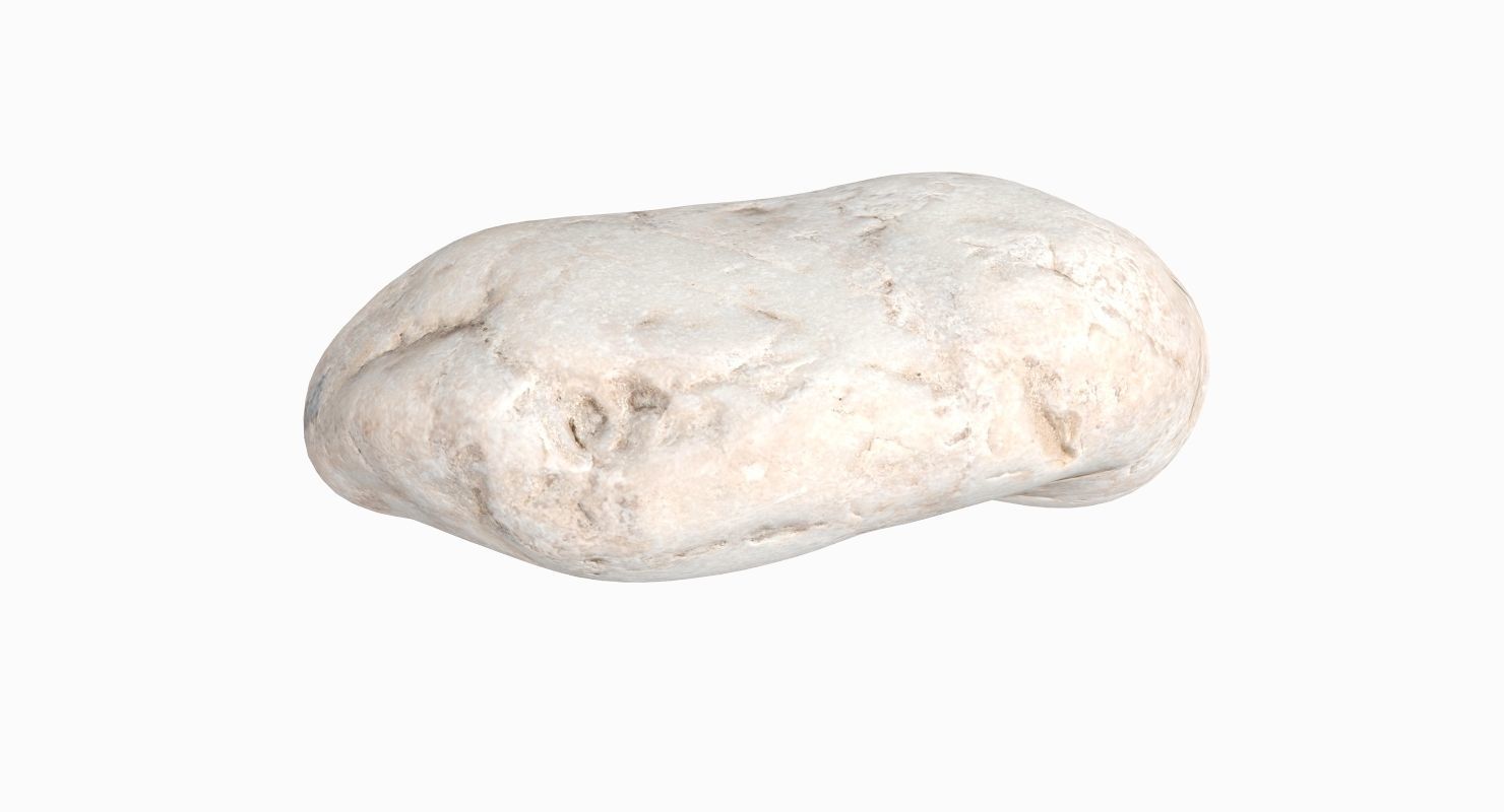Flat Limestone Pebble 3D model_1