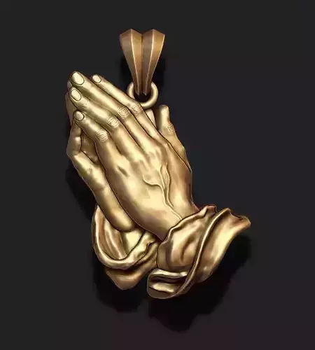 Praying Hands Pendant Necklace bas-relief 3D print model