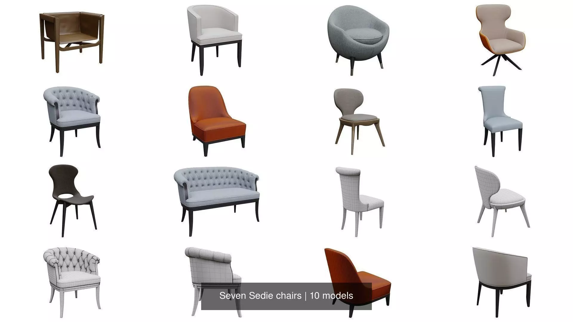 Seven Sedie chairs 3D Model Collection_0
