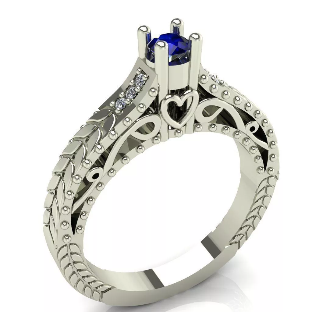 Female unique ring with heart 3D print model