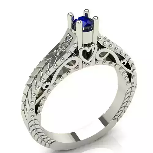 Female unique ring with heart 3D print model