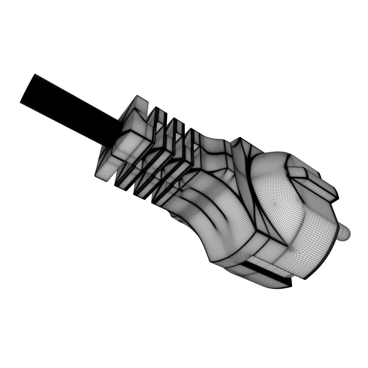 Electrical Plug Type F Black 3D model_34
