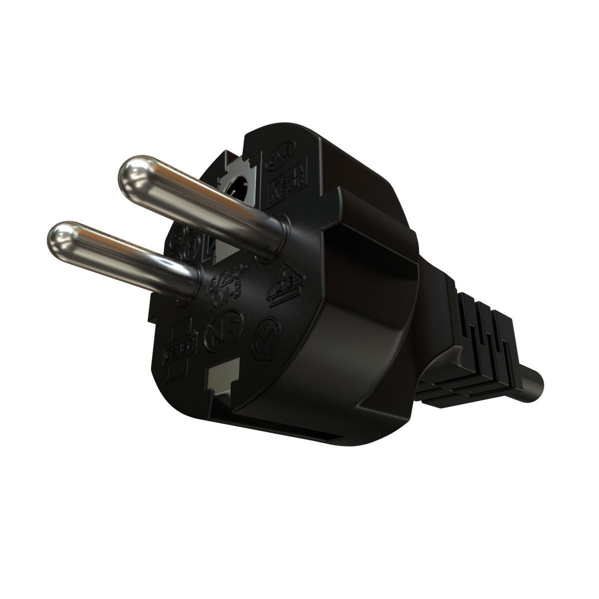Electrical Plug Type F Black 3D model_5