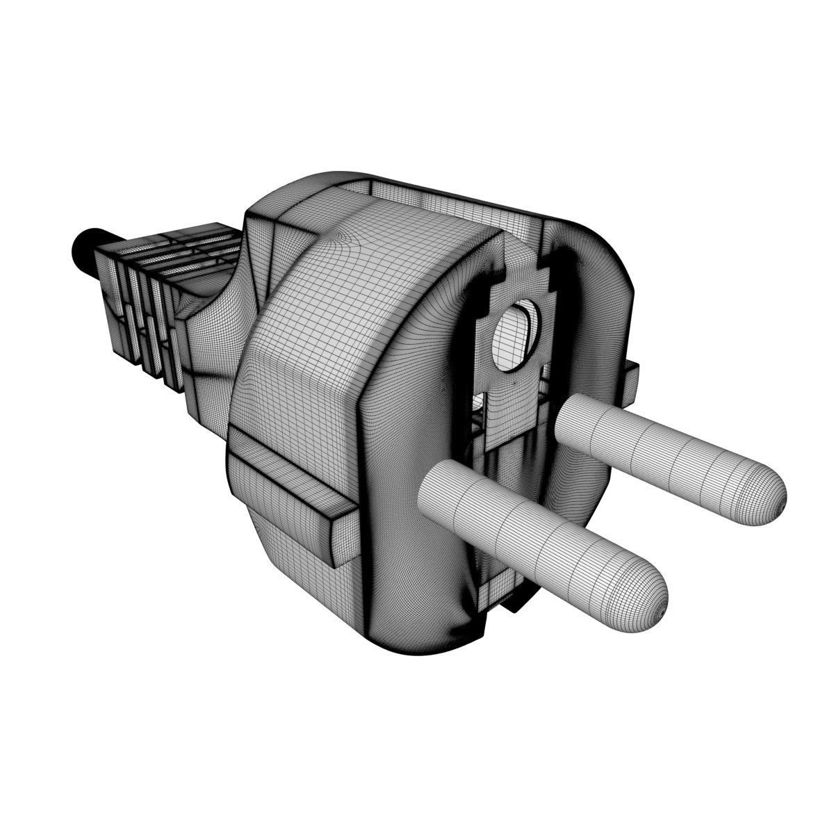Electrical Plug Type F Black 3D model_27
