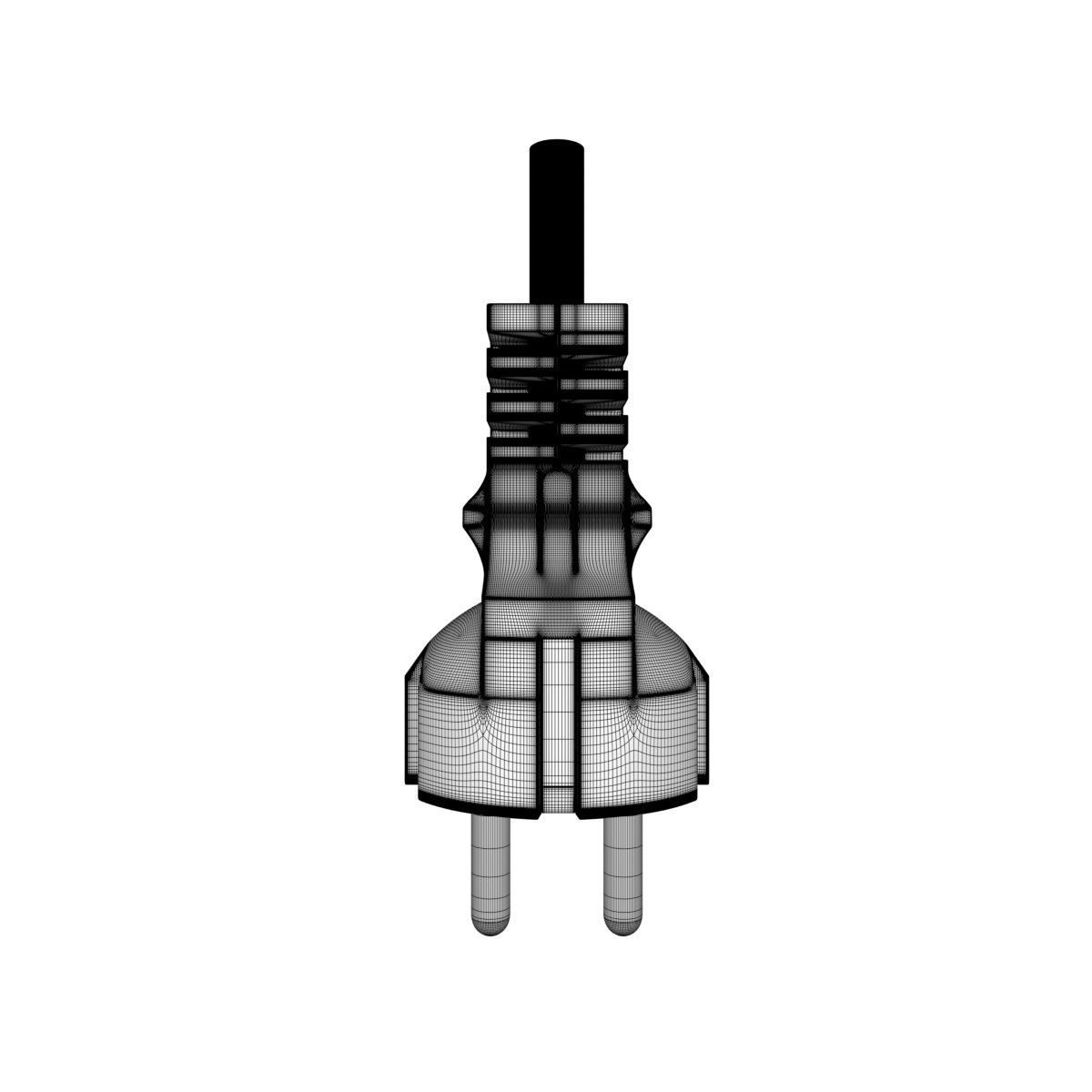 Electrical Plug Type F Black 3D model_38