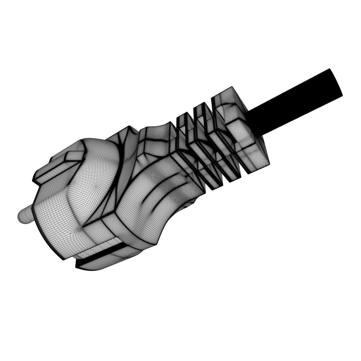 Electrical Plug Type F Black 3D model_33