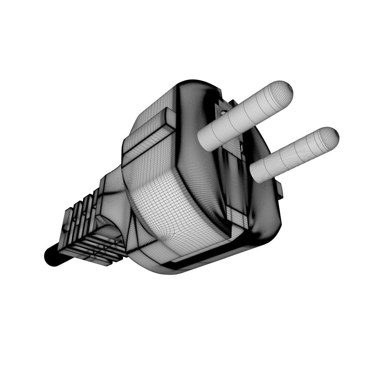 Electrical Plug Type F Black 3D model_31