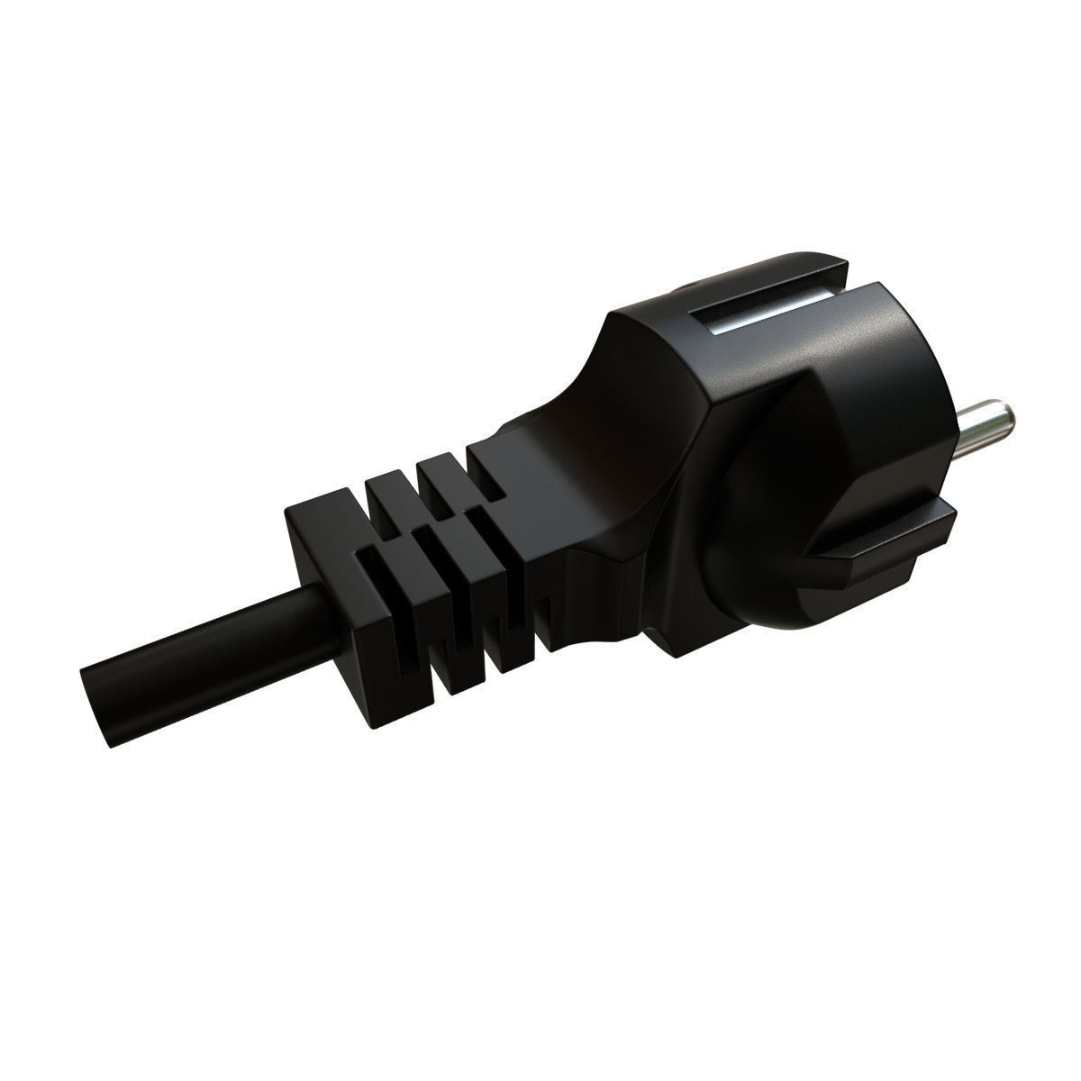 Electrical Plug Type F Black 3D model_3