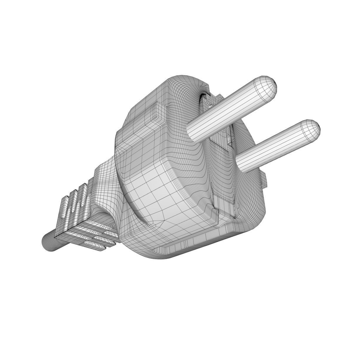Electrical Plug Type F Black 3D model_18