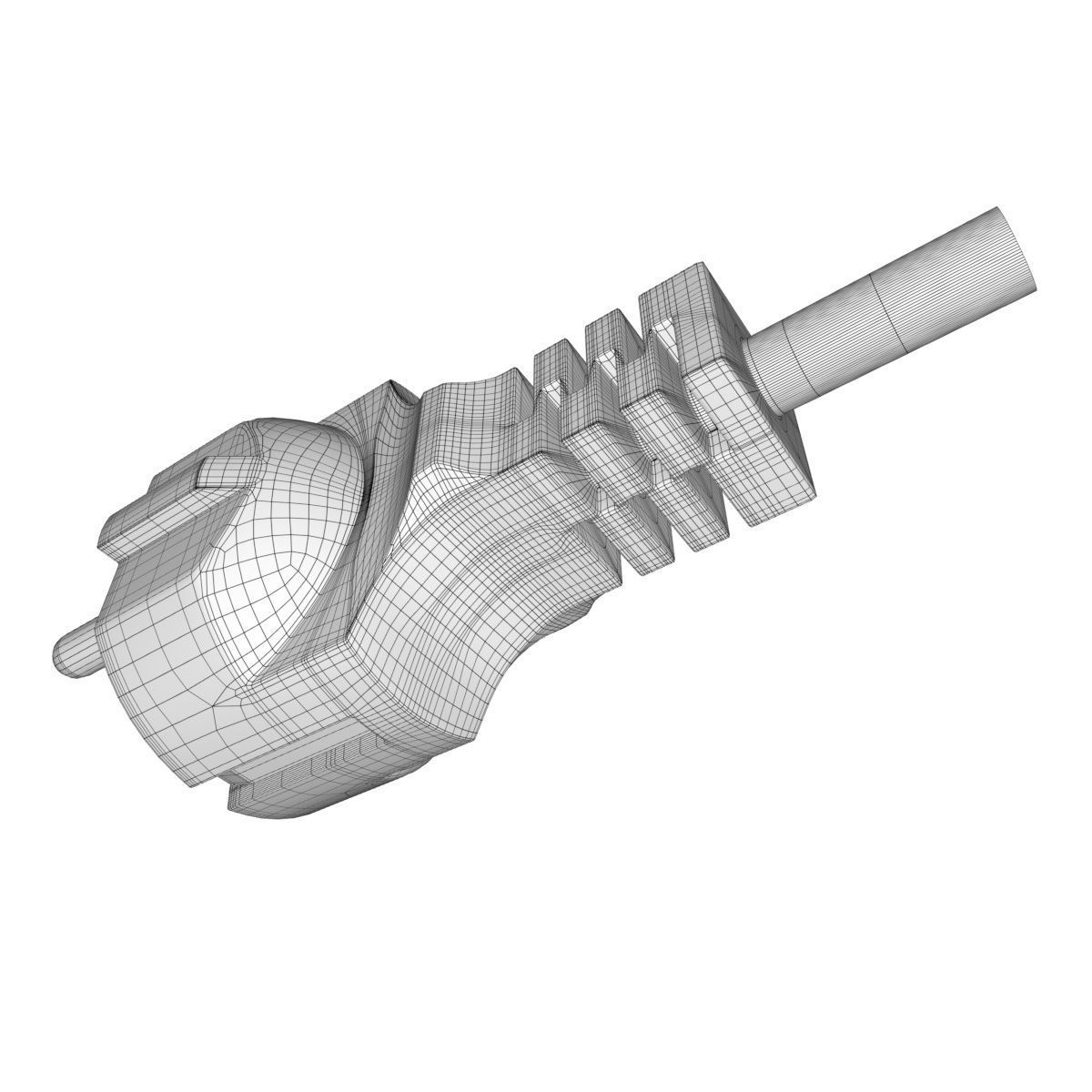 Electrical Plug Type F Black 3D model_20