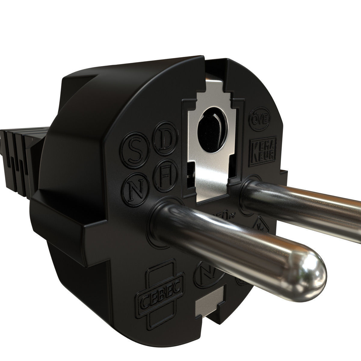 Electrical Plug Type F Black 3D model_8