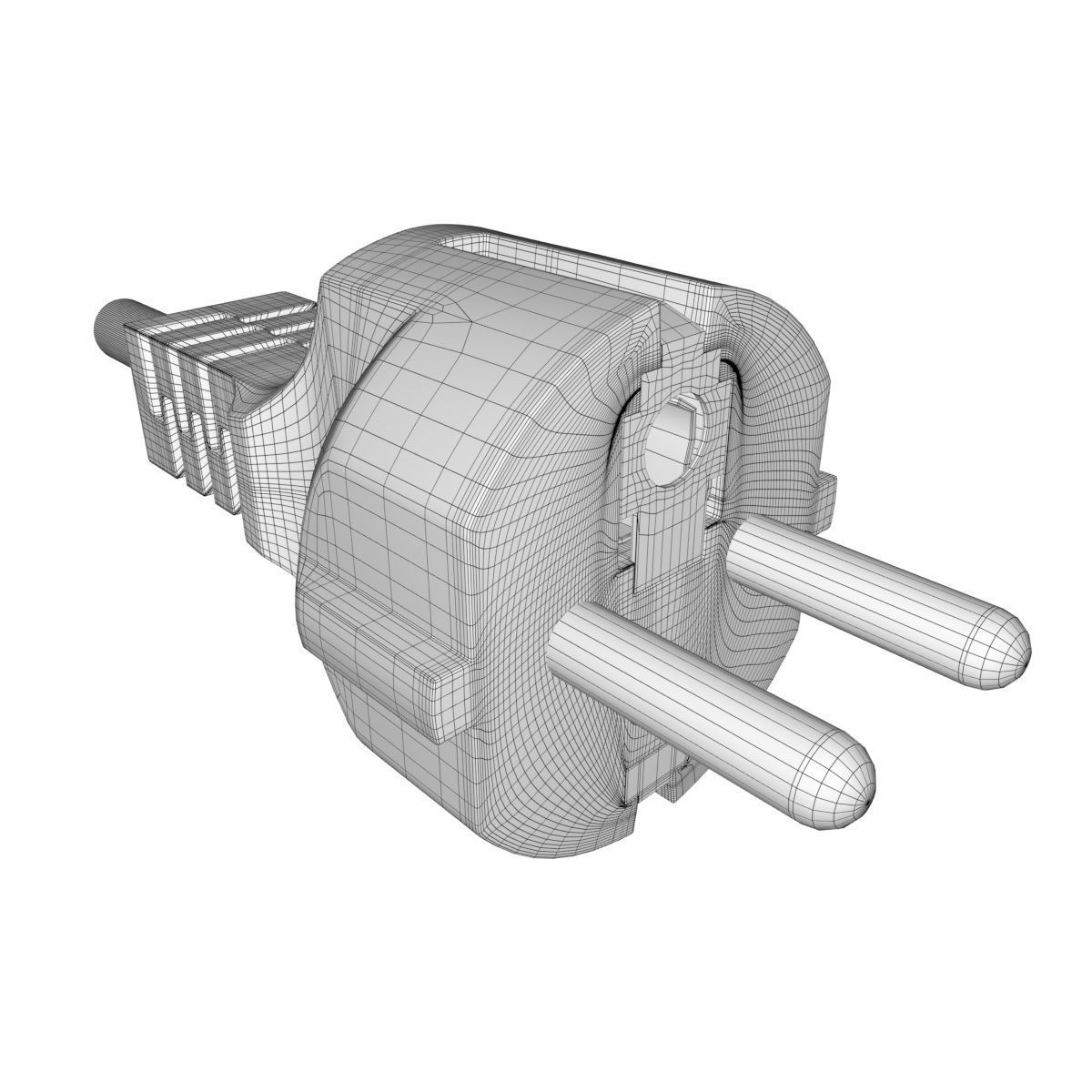 Electrical Plug Type F Black 3D model_14