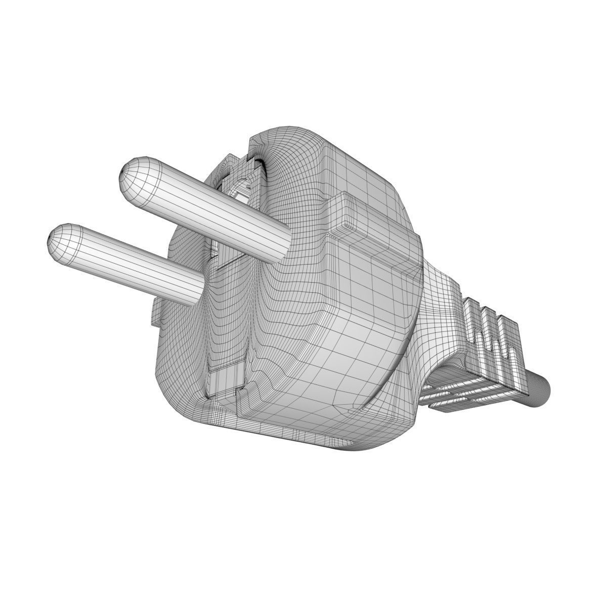 Electrical Plug Type F Black 3D model_19
