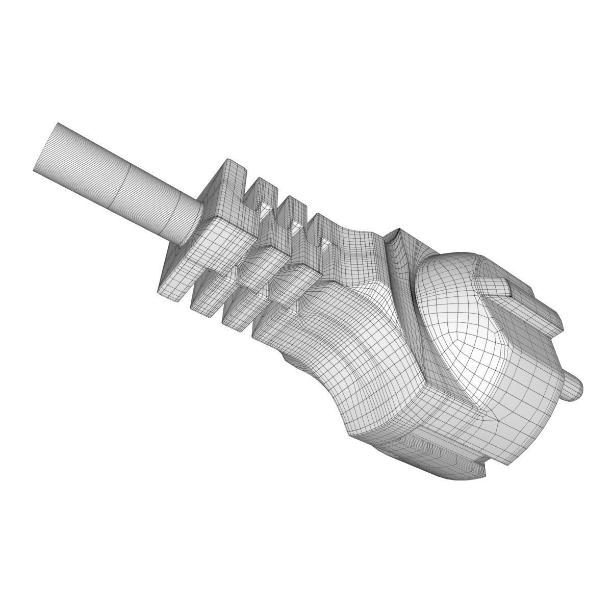 Electrical Plug Type F Black 3D model_21