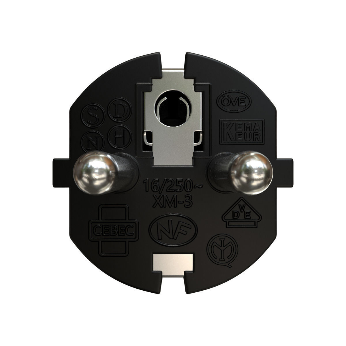 Electrical Plug Type F Black 3D model_12