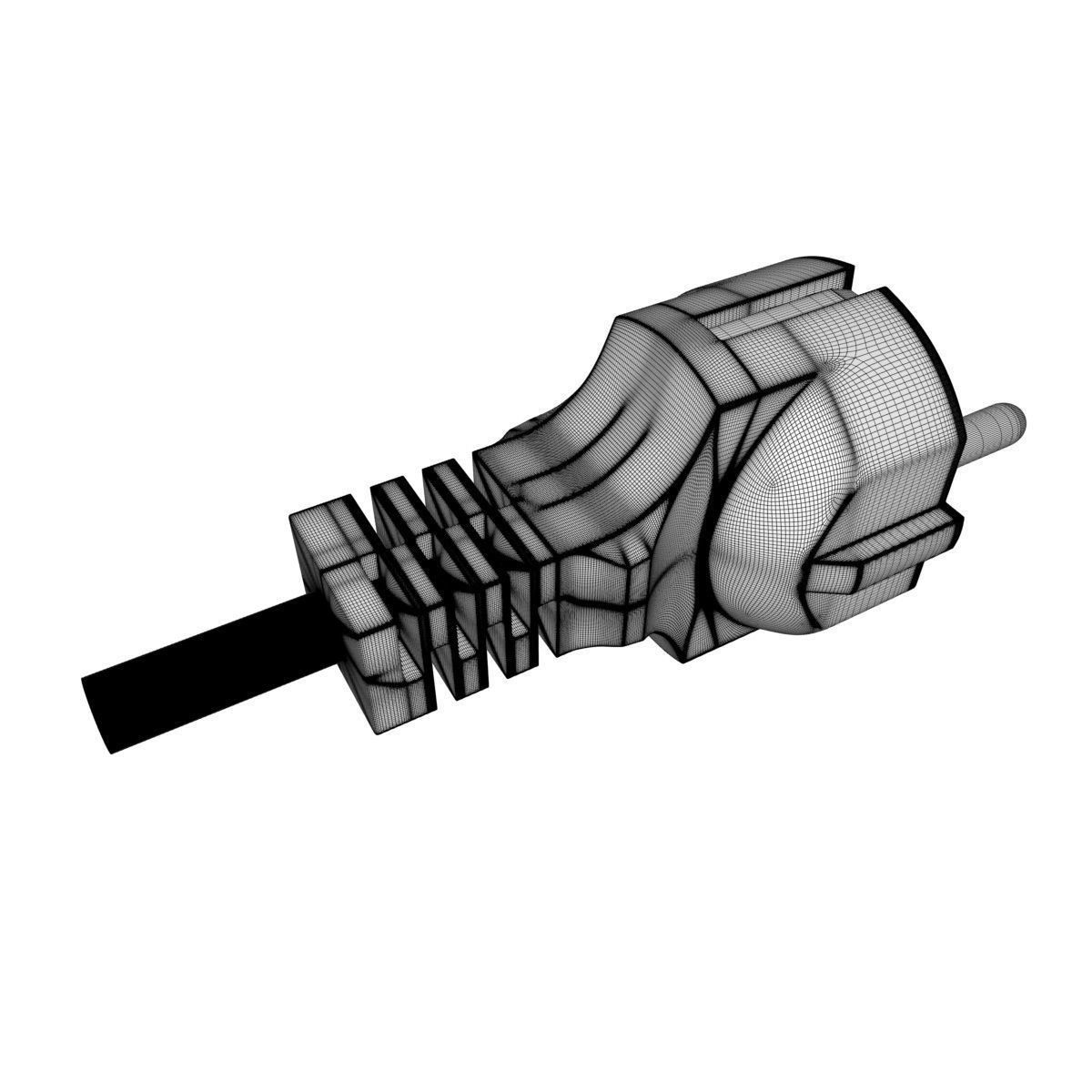Electrical Plug Type F Black 3D model_30