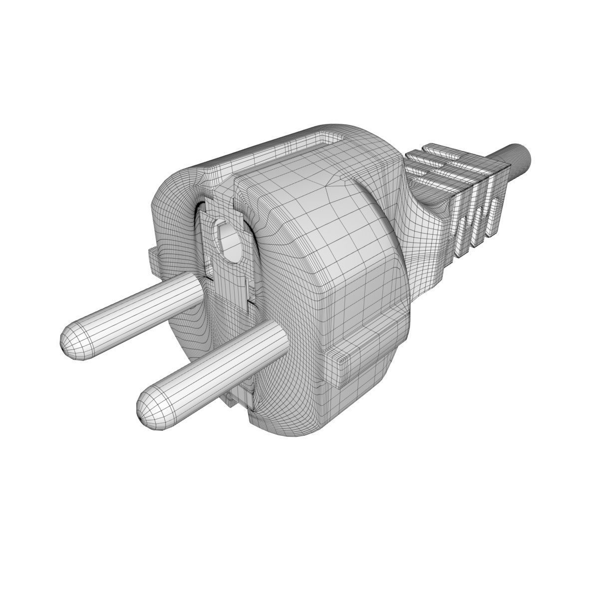 Electrical Plug Type F Black 3D model_15