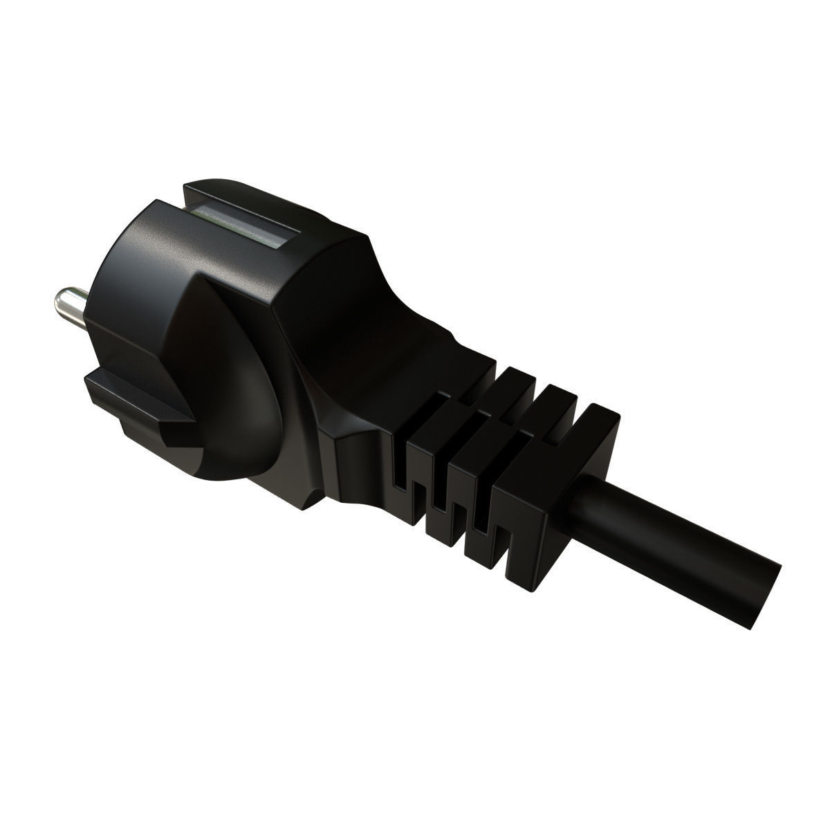 Electrical Plug Type F Black 3D model_2