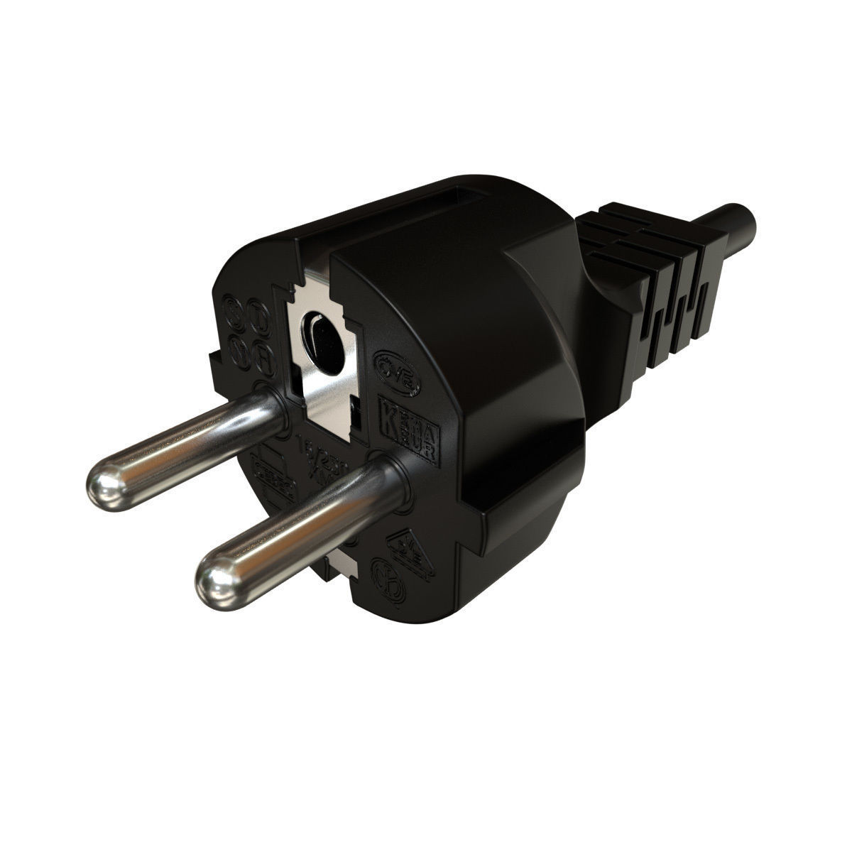 Electrical Plug Type F Black 3D model_1