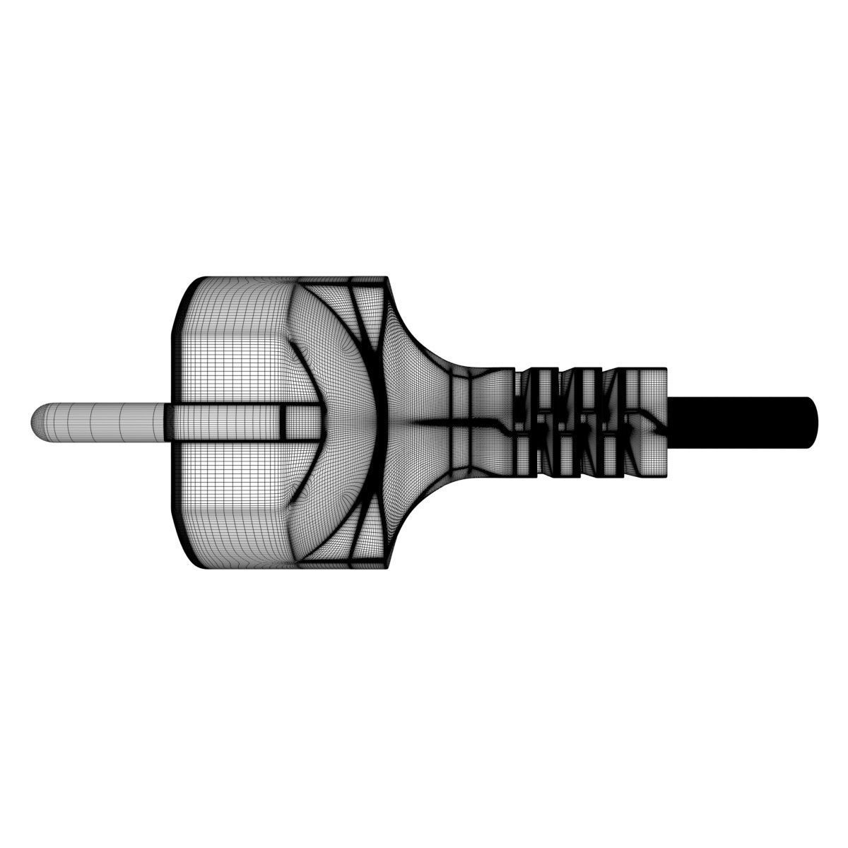 Electrical Plug Type F Black 3D model_37