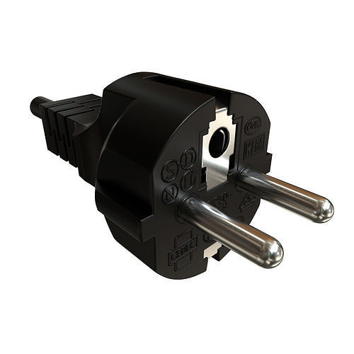 Electrical Plug Type F Black 3D model