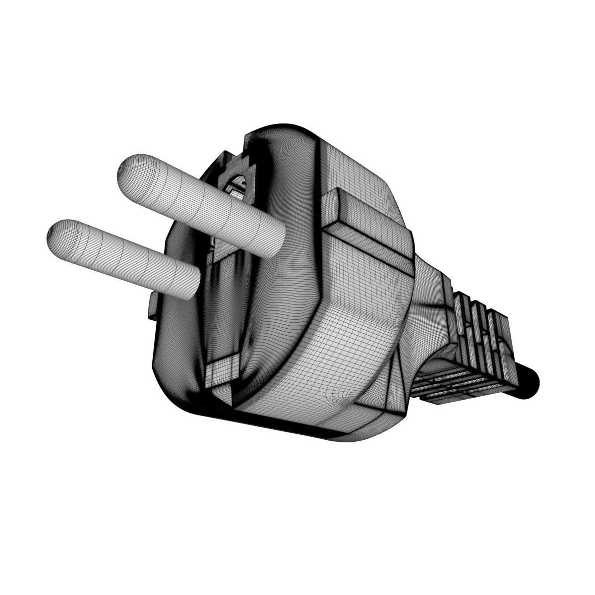 Electrical Plug Type F Black 3D model_32