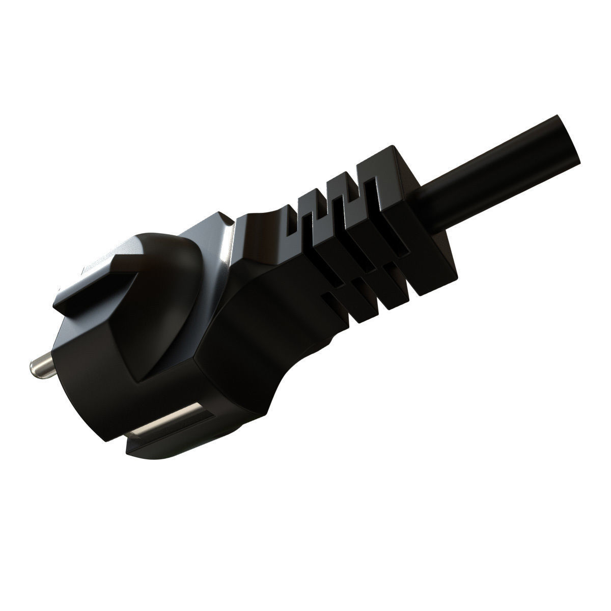 Electrical Plug Type F Black 3D model_6