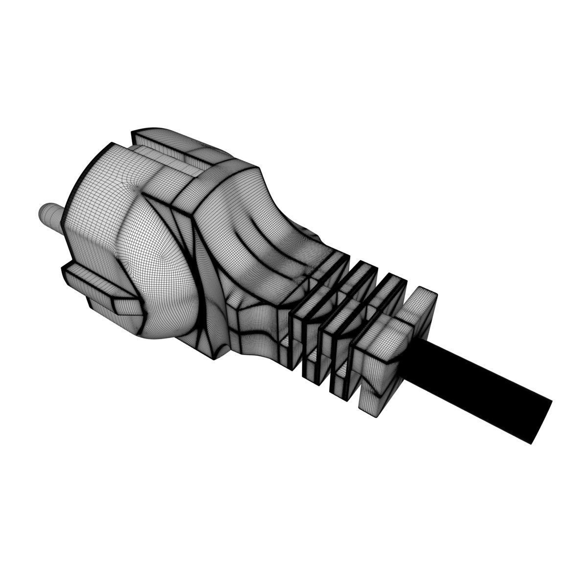 Electrical Plug Type F Black 3D model_29