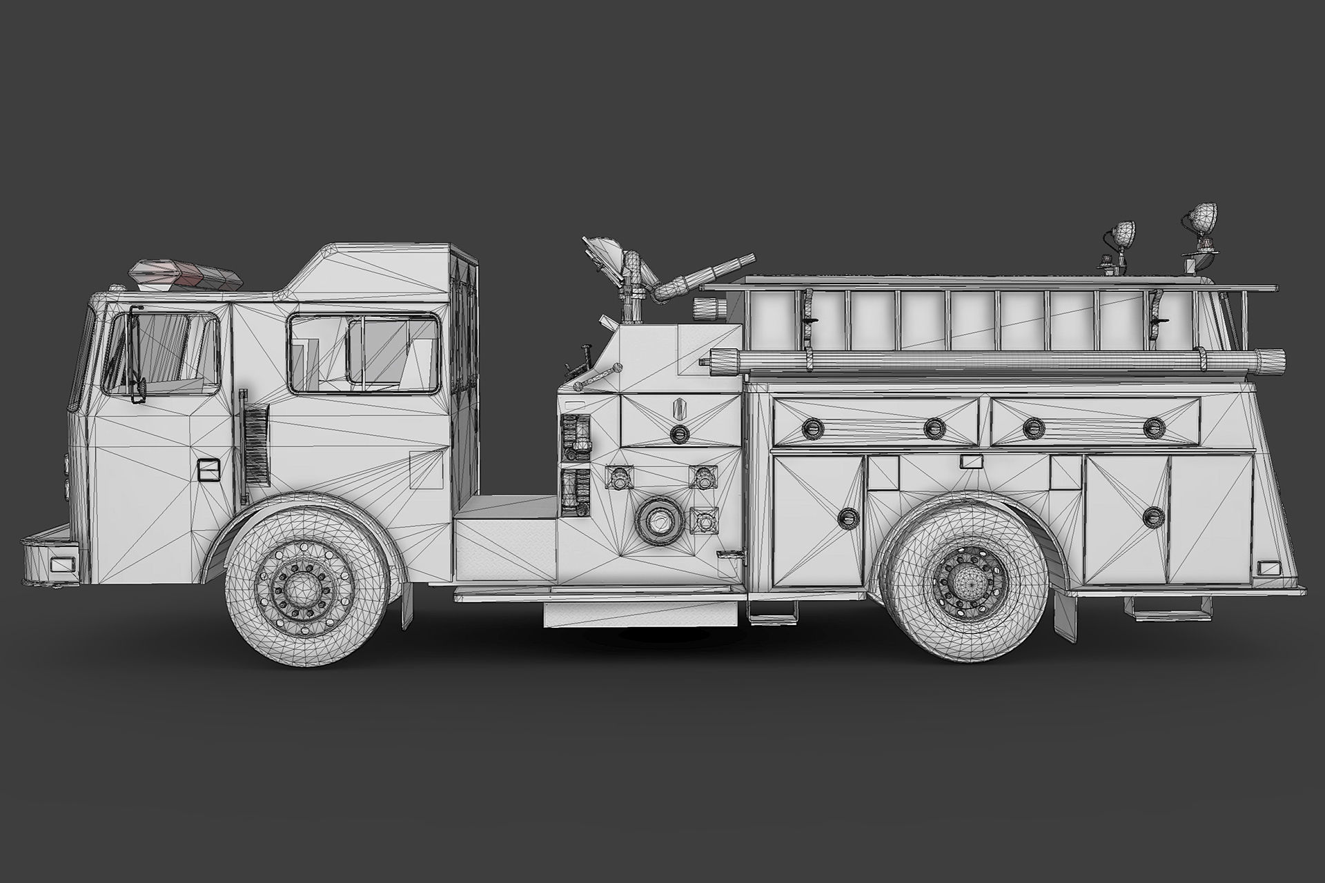 Fire Truck Low-poly 3D model_2