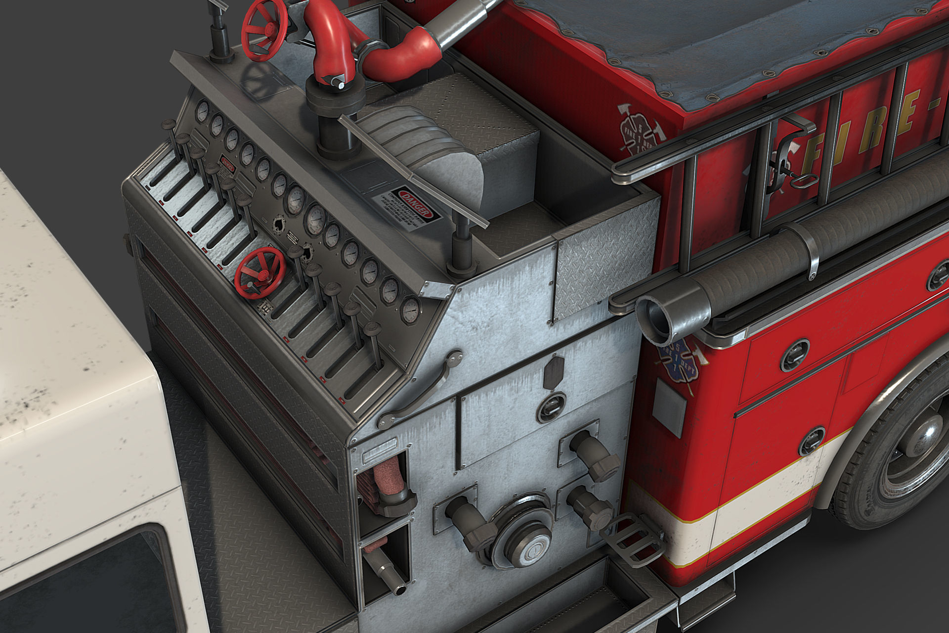 Fire Truck Low-poly 3D model_19
