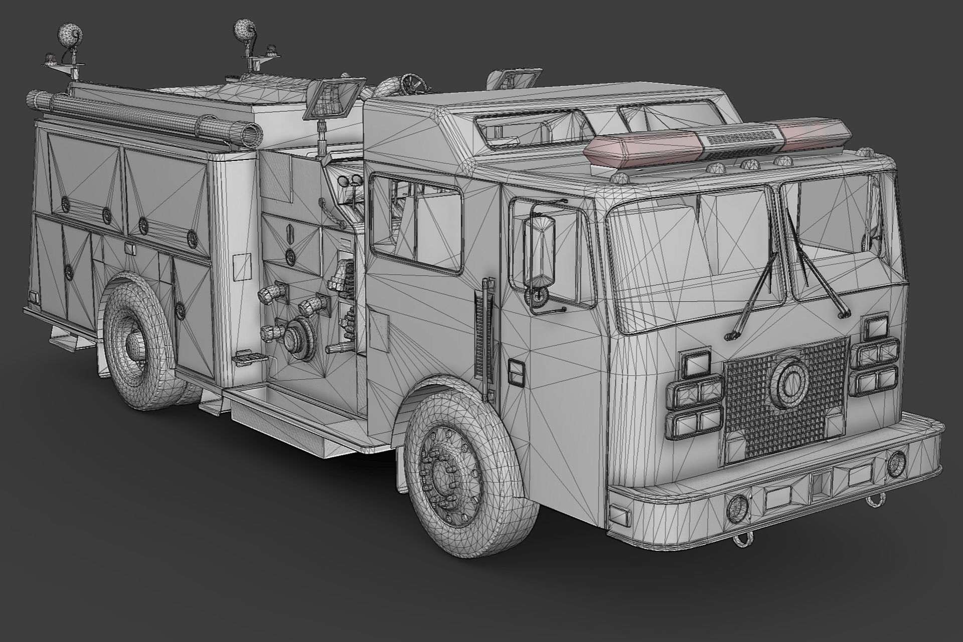Fire Truck Low-poly 3D model_11