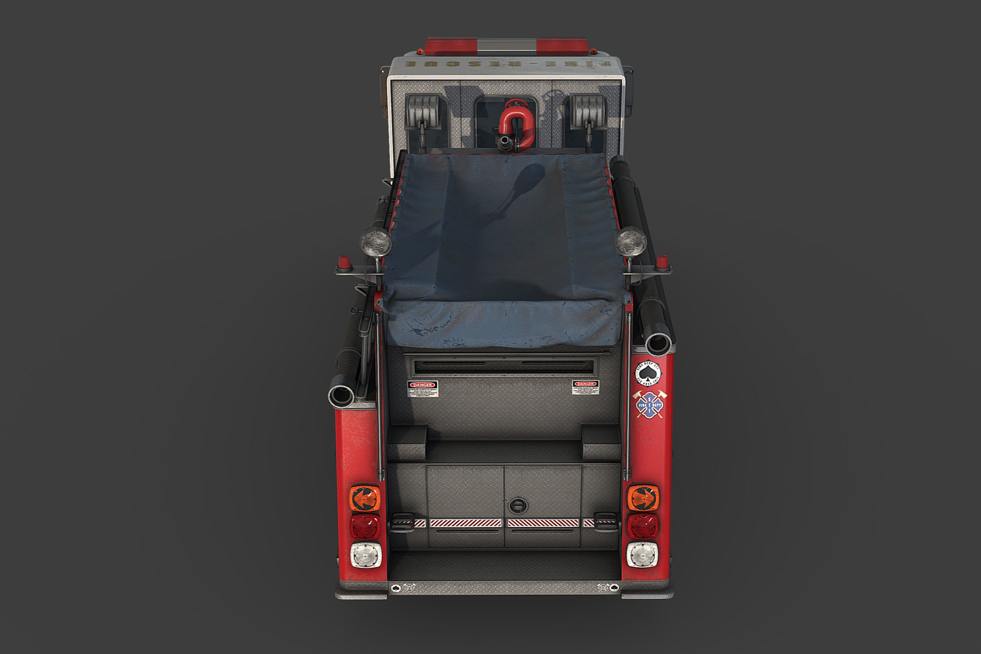 Fire Truck Low-poly 3D model_8