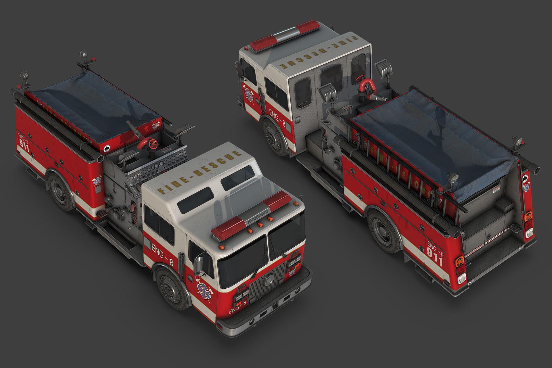 Fire Truck Low-poly 3D model_18