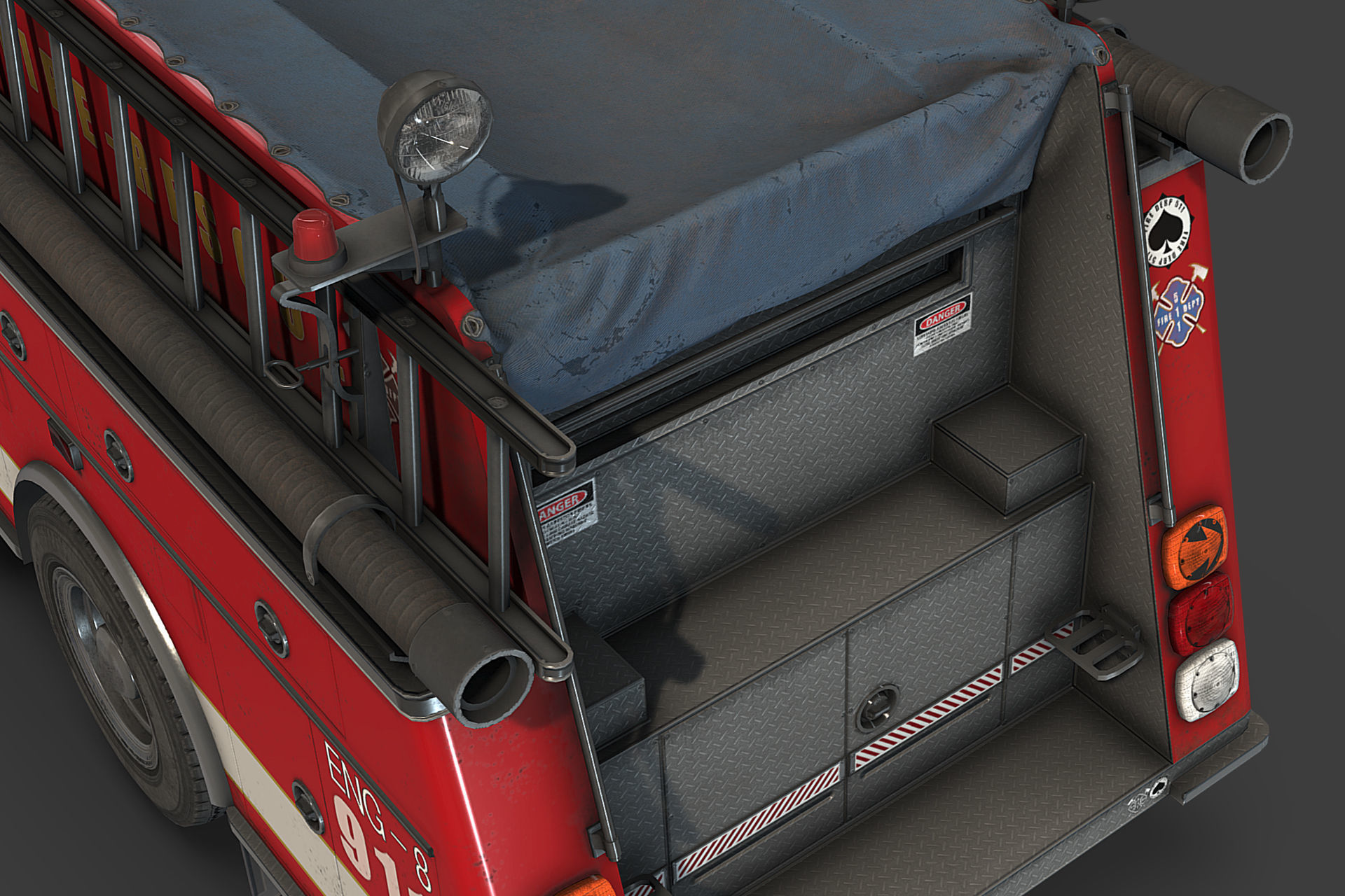Fire Truck Low-poly 3D model_20