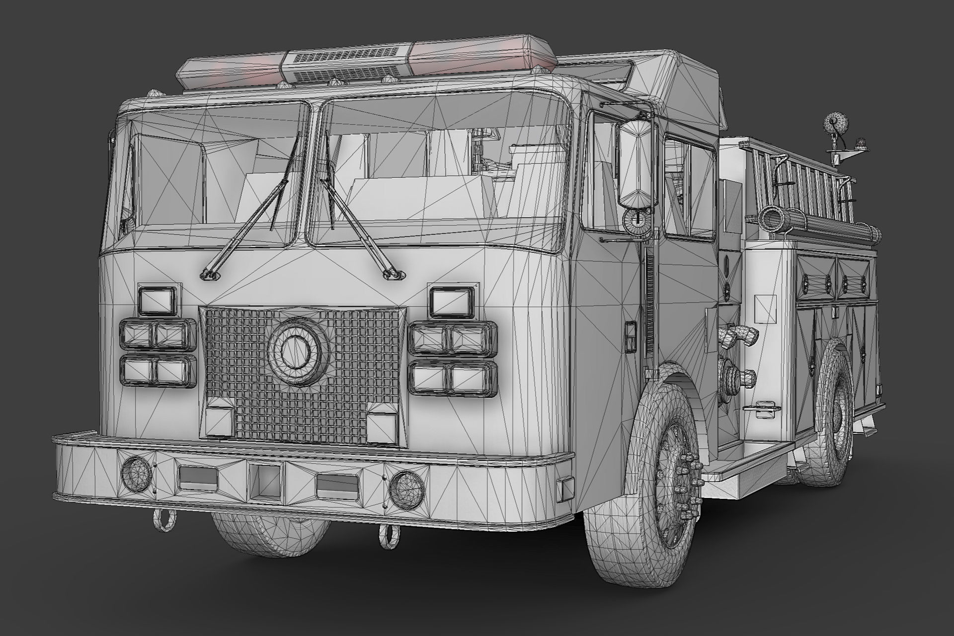 Fire Truck Low-poly 3D model_7