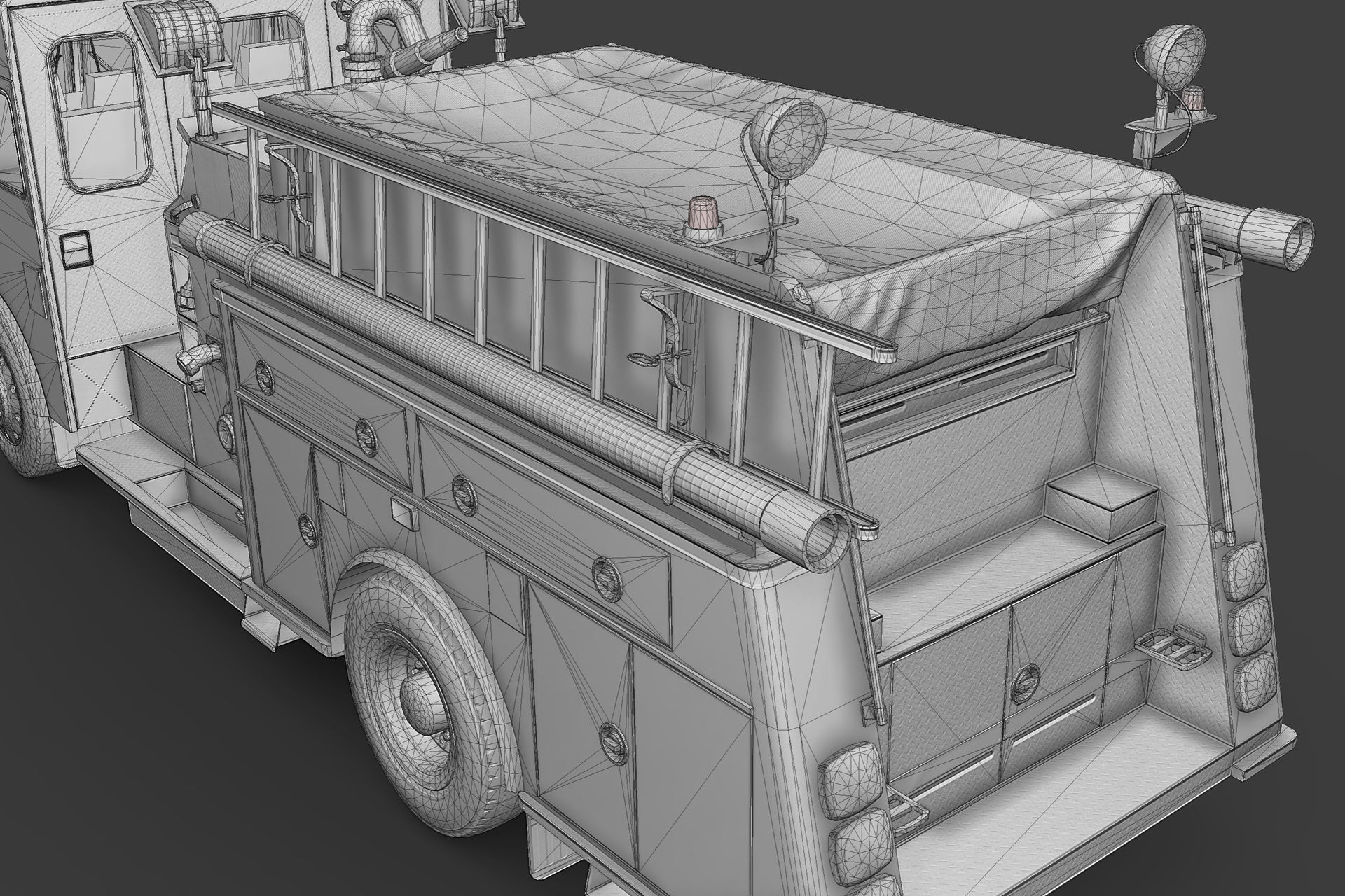 Fire Truck Low-poly 3D model_17