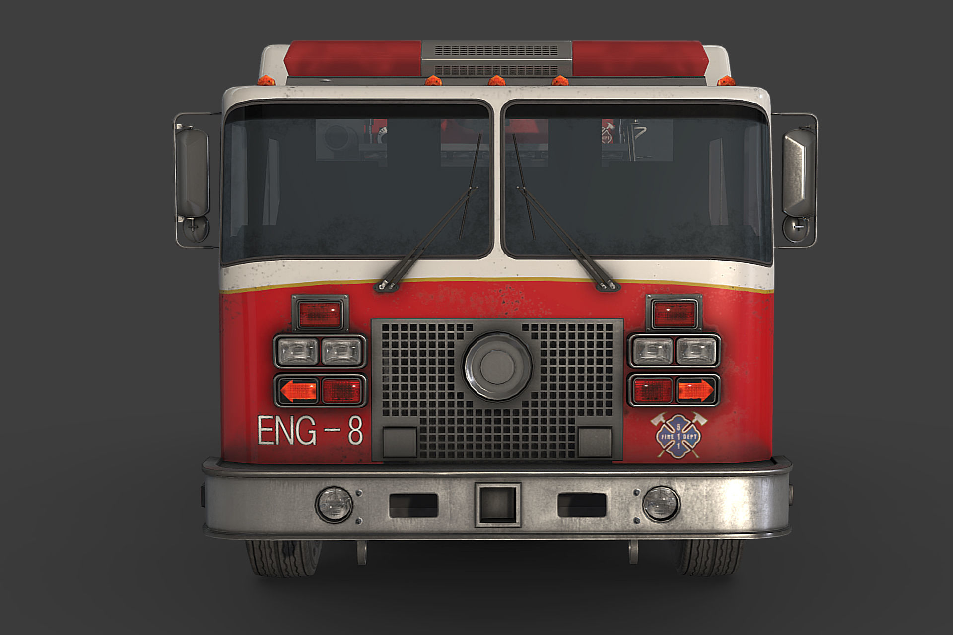 Fire Truck Low-poly 3D model_12