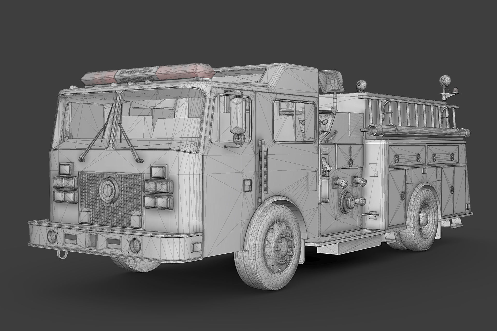 Fire Truck Low-poly 3D model_1