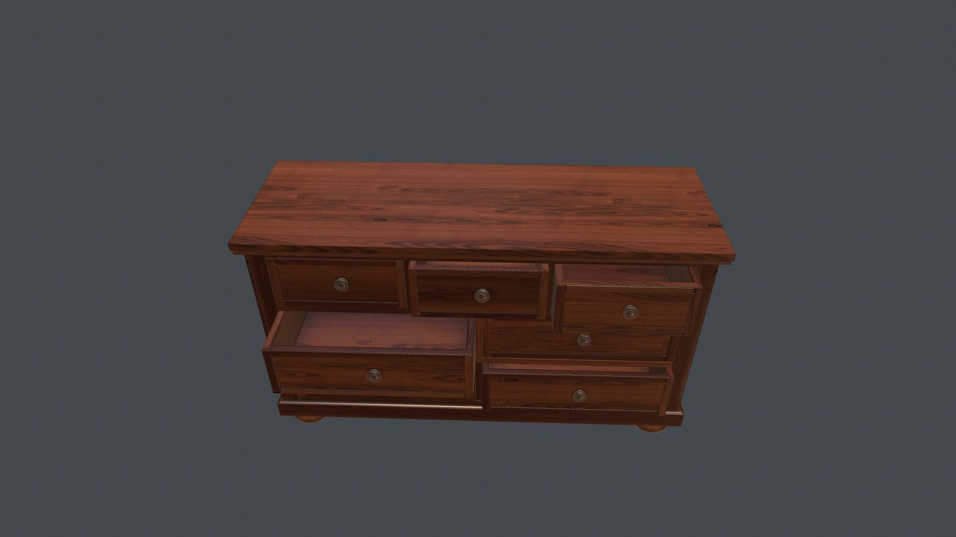 Game Ready Dresser wooden chest of drawers Low-poly 3D model_8