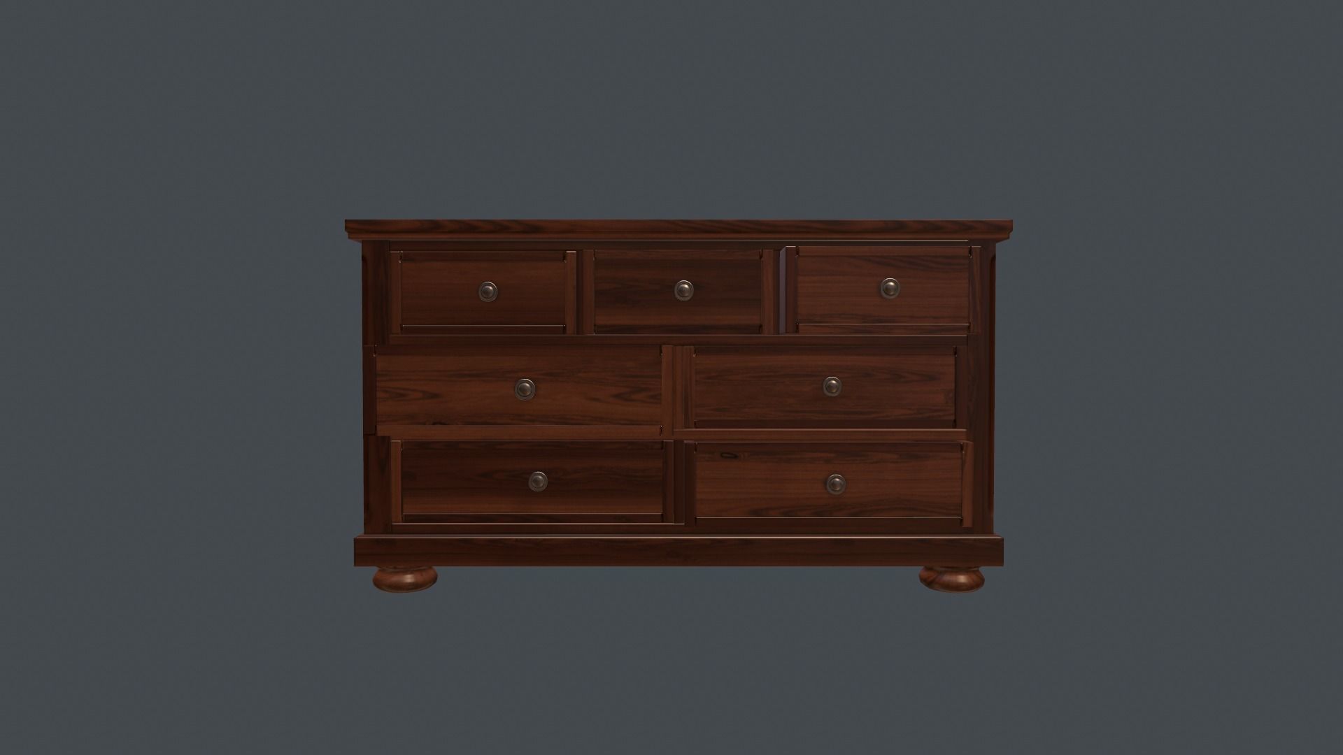 Game Ready Dresser wooden chest of drawers Low-poly 3D model_6