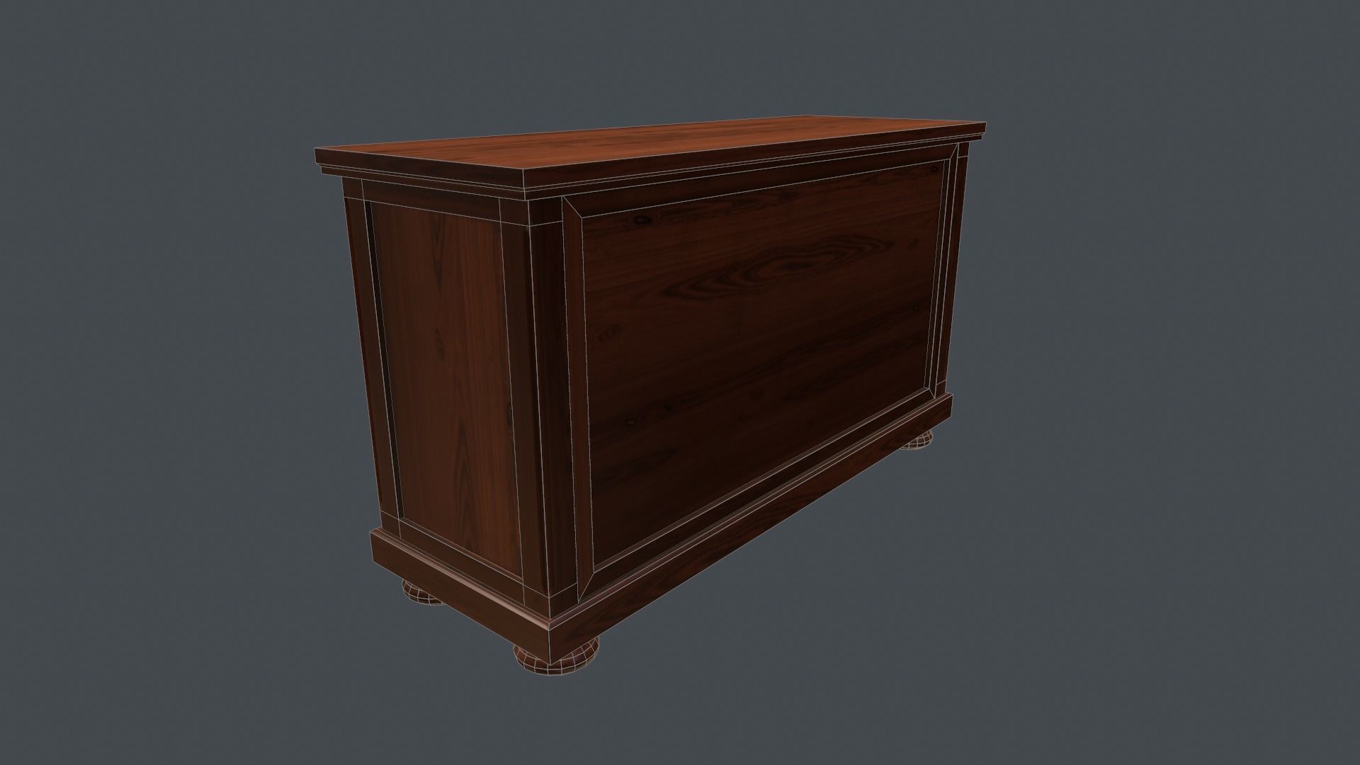 Game Ready Dresser wooden chest of drawers Low-poly 3D model_3