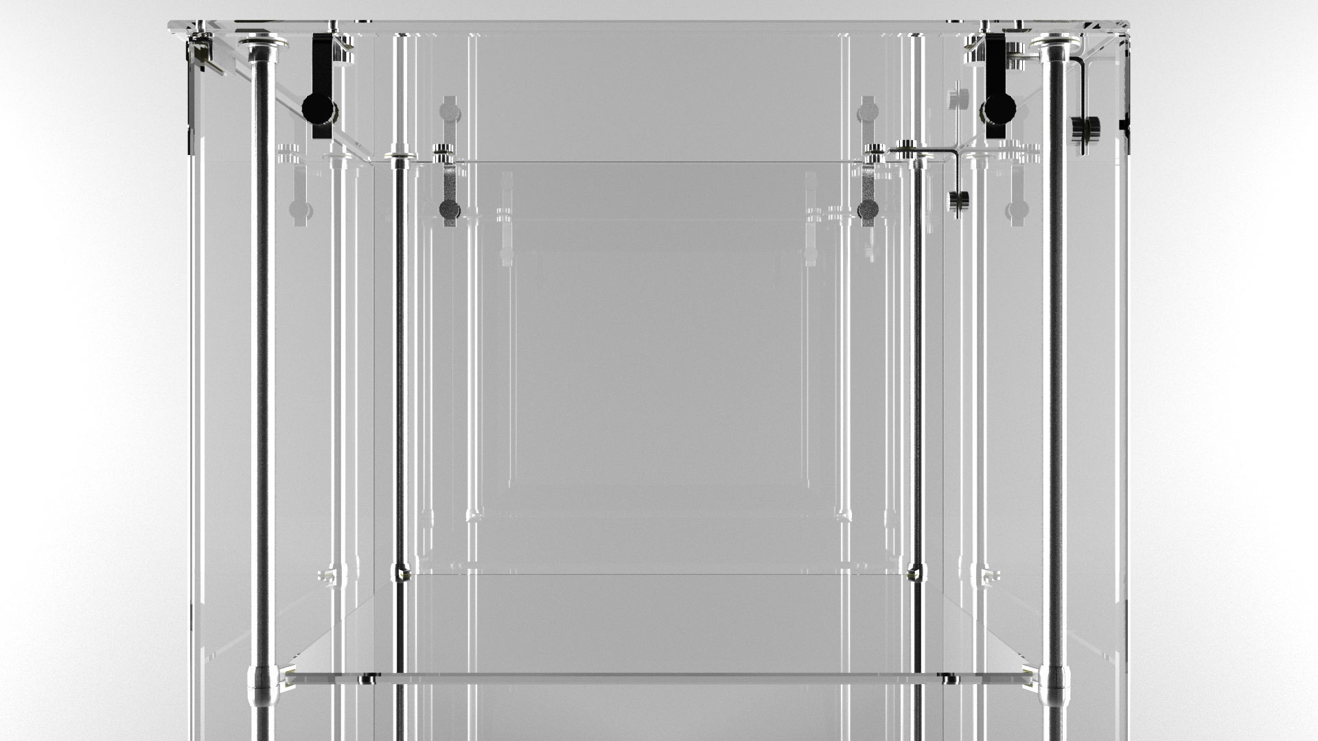 Narrow Frameless Glass Tower With Dark Brown Base - eddies 3D model_9