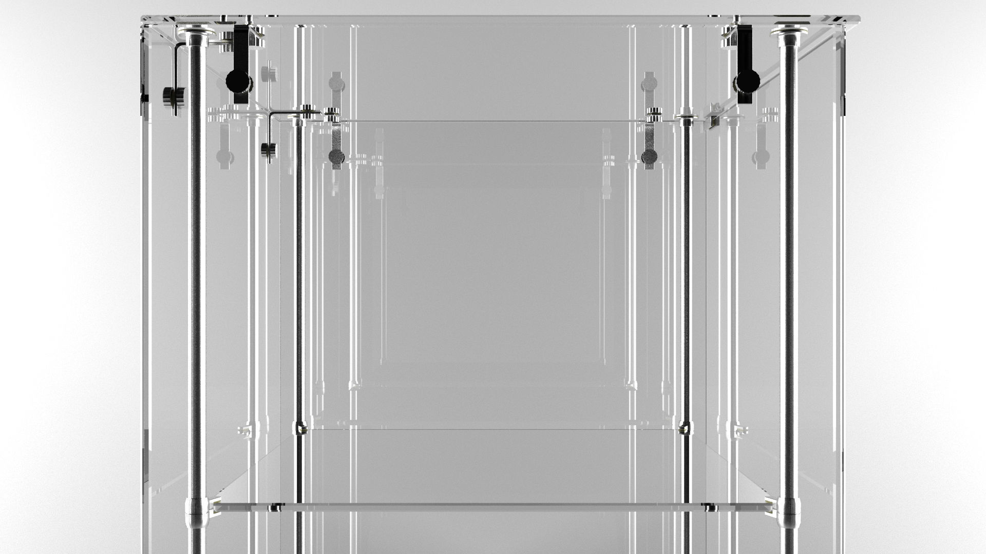 Narrow Frameless Glass Tower With Dark Brown Base - eddies 3D model_11