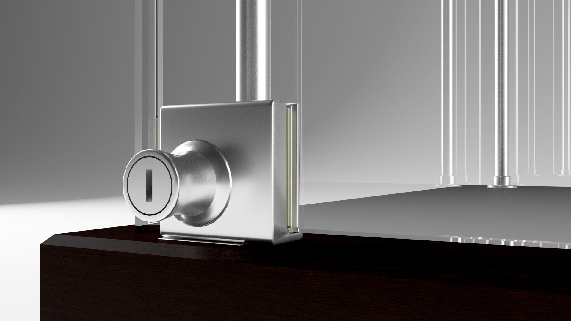 Narrow Frameless Glass Tower With Dark Brown Base - eddies 3D model_12