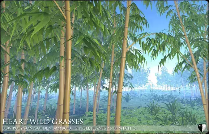 Low Polygon Golden Bamboo