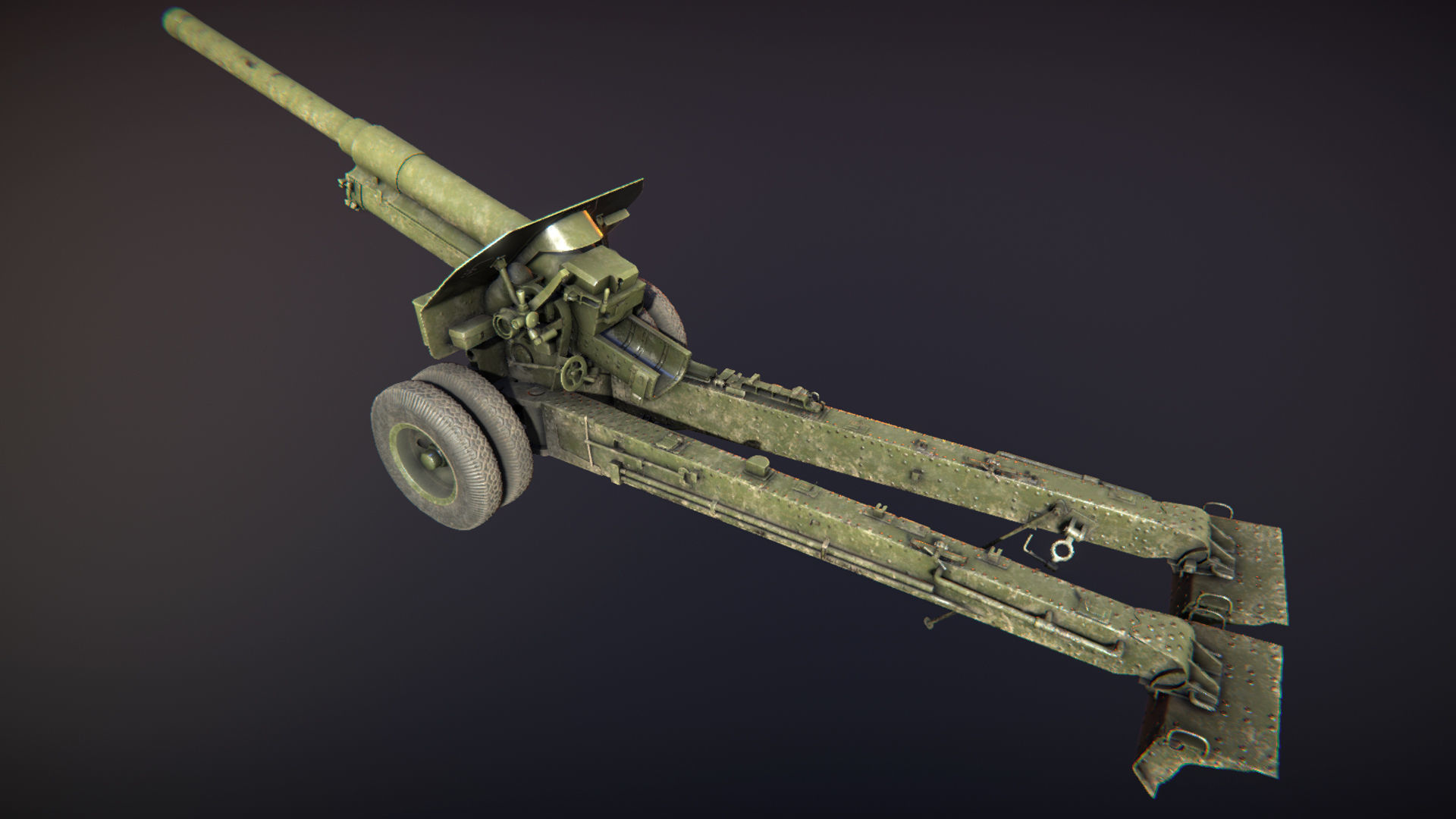 Artillery russian cannon Low-poly 3D model_3
